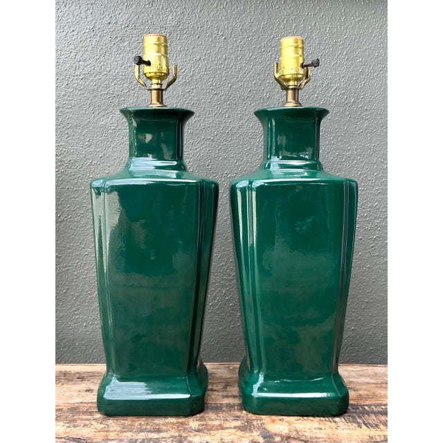 Vintage Glazed Ceramic Table Lamps - Pair For Sale - Image 12 of 12