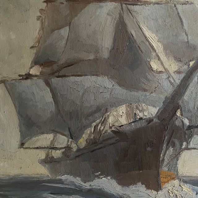 Clipper Ship - oil on canvas. American, early 20th century. Oil on canvas board, original frame. Signed lower left....