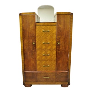 Art Deco Waterfall Chest Dresser Armoire by Tri-Bond For Sale