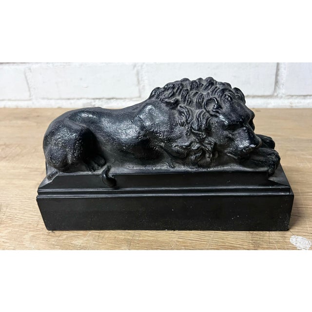 Fabulous Grand Tour Pair of Canova Lions. Measure 8.5 x 2.75 . Each lion rests upon a stepped rectangular plinth. One lion...