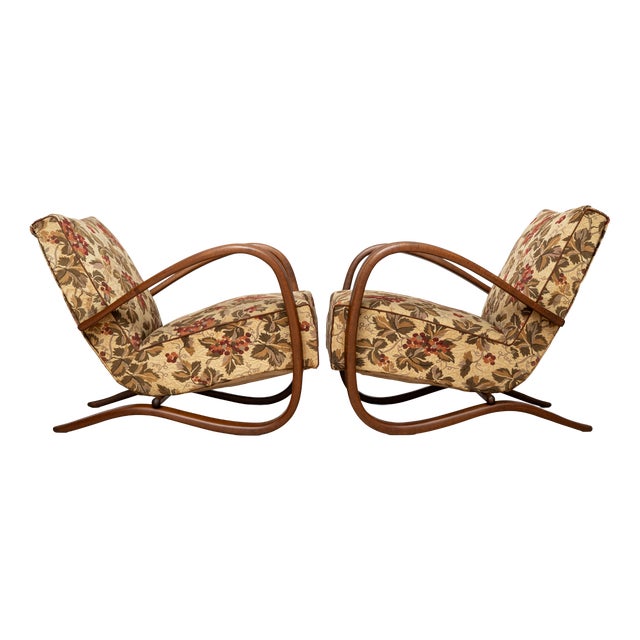 Art Deco H269 Lounge Chairs by Jindřich Halabala, Czechoslovakia, 1930s For Sale