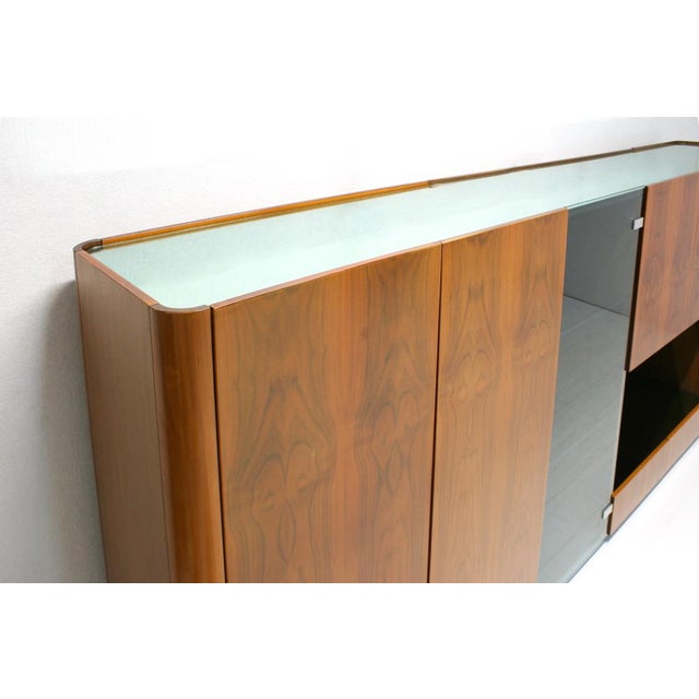 Black Modular Mirror Top Wall Unit with Integrated Bar Cabinet, Italy, 1970s For Sale - Image 8 of 18