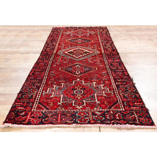 Antique Persian Heriz Rug, 03'01 X 09'03 For Sale - Image 9 of 10