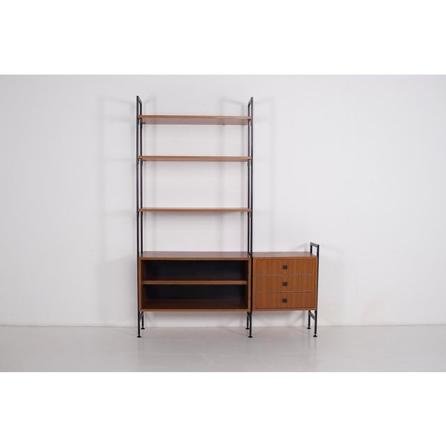 Wood Modular Wall-Mounted Shelf in Teak and Metal, 1960s. For Sale - Image 7 of 7