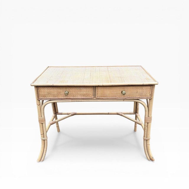 Wood Vintage Bamboo and Rattan Console Table, 1970s For Sale - Image 7 of 9