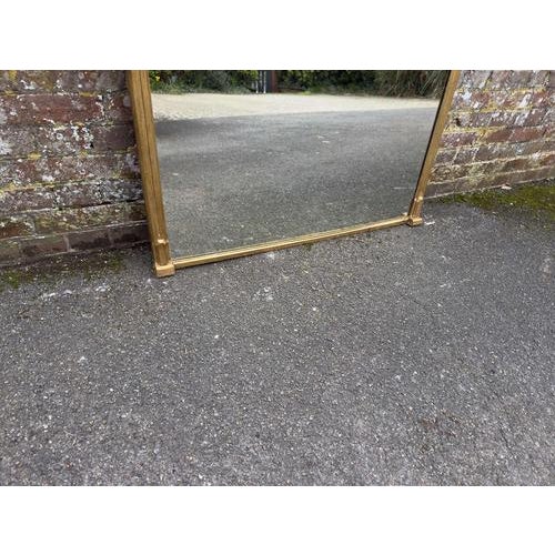 Large Antique English Gilt Carved Wood Overmantle Mirror with Shaped Top, 19th Century For Sale - Image 6 of 7