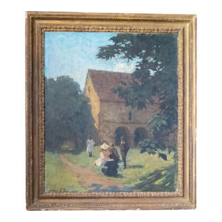 Early 20th Century English Courtyard Landscape by Lewis George Fry For Sale