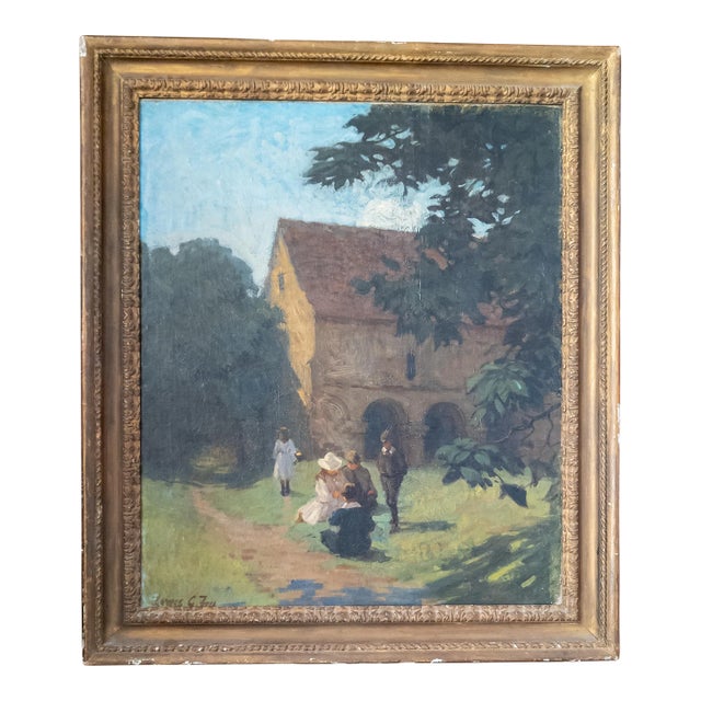 Early 20th Century English Courtyard Landscape by Lewis George Fry For Sale
