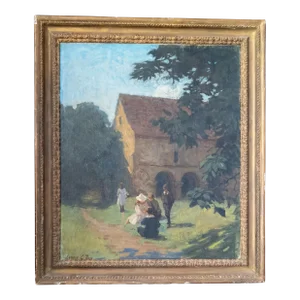 Early 20th Century English Courtyard Landscape by Lewis George Fry