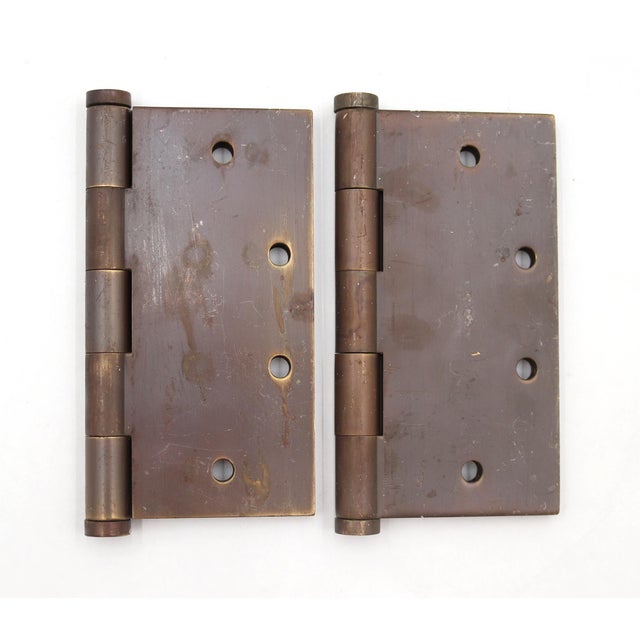 Late 20th Century Pair of 4.5 X 4.5 In. Oil Rubbed Bronze Butt Door Hinges For Sale - Image 5 of 5