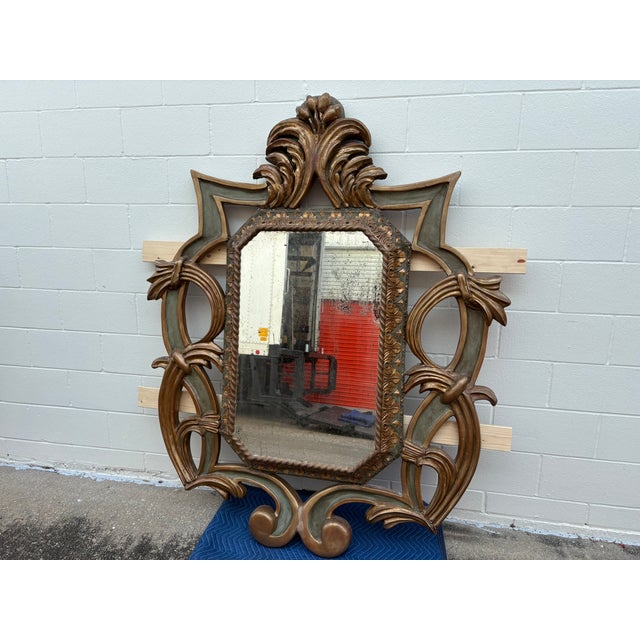 19th Century Italian Baroque Style Giltwood Mirror. Offered is a large shapely Italian Baroque style or Rococco style...