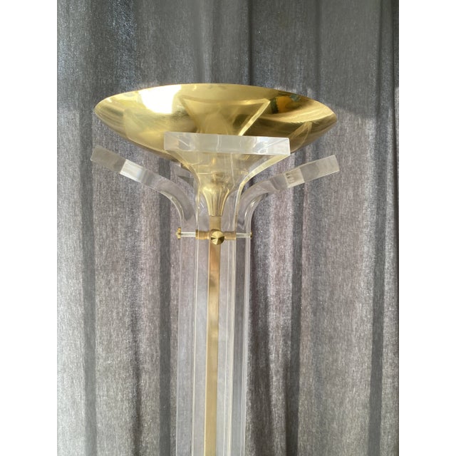 Neoclassical Acrylic and Brass Floor Lamp, 1980s For Sale - Image 6 of 6