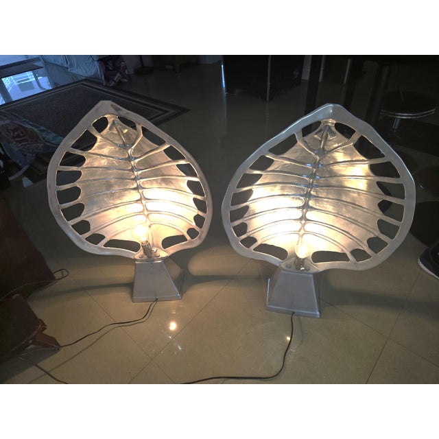 1970s Arthur Court Polished Aluminum Tortoise Shell Lamps - a Pair For Sale In Miami - Image 6 of 7