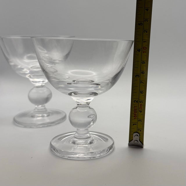 Transparent Vintage Crystal Coupe Glasses Ball Stem Baluster Scandinavian Style Heavy Glass - Set of 2 For Sale - Image 8 of 9