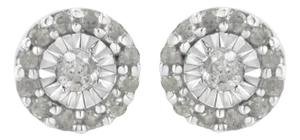 .925 Sterling Silver 1/2 cttw Miracle-Set Round Diamond Halo Stud Earrings (I-J Clarity, I3 Color) - 2 Pieces