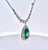Art Deco Pear-Shaped Cabochon Emerald & Diamond Halo Pendant Necklace in White Gold For Sale - Image 3 of 12