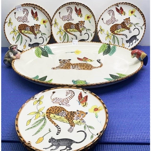 Antique White Lynn Chase Jungle Jubilee Dessert Plates, Set of 6 For Sale - Image 8 of 8