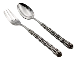 Silver Bronze Serving Spoon and Fork by Richard Lauret, Set of 2