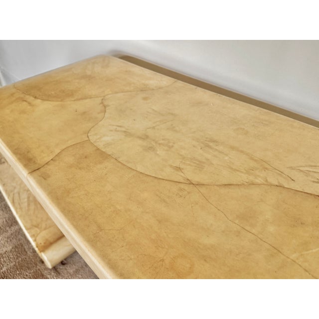 1970’s Karl Springer Attributed Lacquered Goatskin Console Table For Sale In Palm Springs - Image 6 of 16