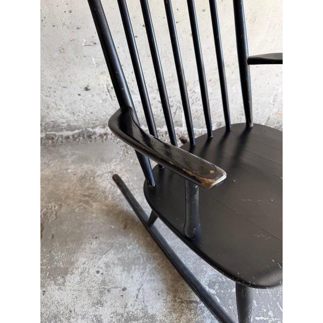 Scandinavian Black Windsor Style Rocking Chair For Sale - Image 6 of 11