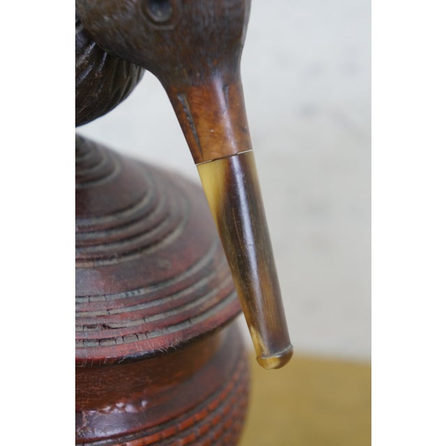 Brown Antique Danish Carved Folk Art Hunt Pipe Bird Tobacco Keepsake Box 8" For Sale - Image 8 of 16