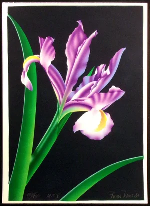 Brian Davis "Iris V" Hand Signed Original Limited Edition Art Floral Print Unframed
