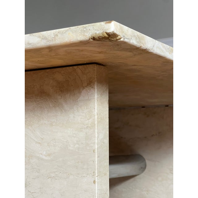 Solid Marble and Chrome Rectangular Coffee Table in Cream For Sale - Image 14 of 15
