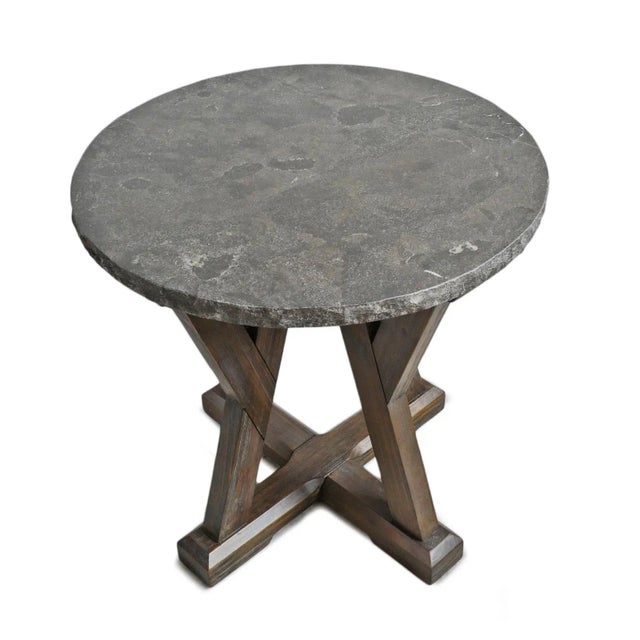 Round Stone Top Farm Side Table Chairish