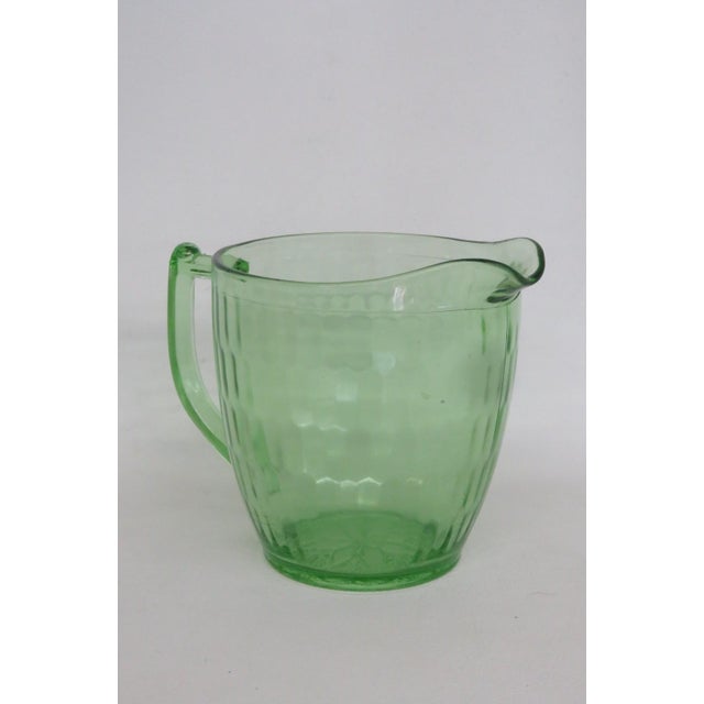 1930s Jeannette Glass Co Green Hex Optic Pitcher Honeycomb Uranium Glass For Sale - Image 16 of 18