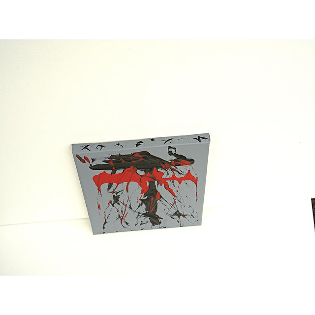 Tribal Fire Shaman Original Acrylic Painting Black and Red on Gray For Sale - Image 3 of 8