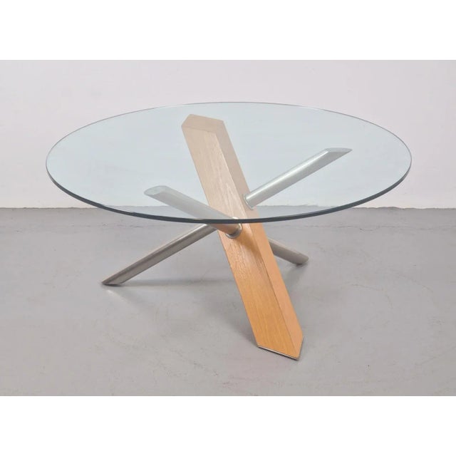 Brown Vintage Cross Leg Coffee Table in Wood and Glass, Italy, 1990s For Sale - Image 8 of 8