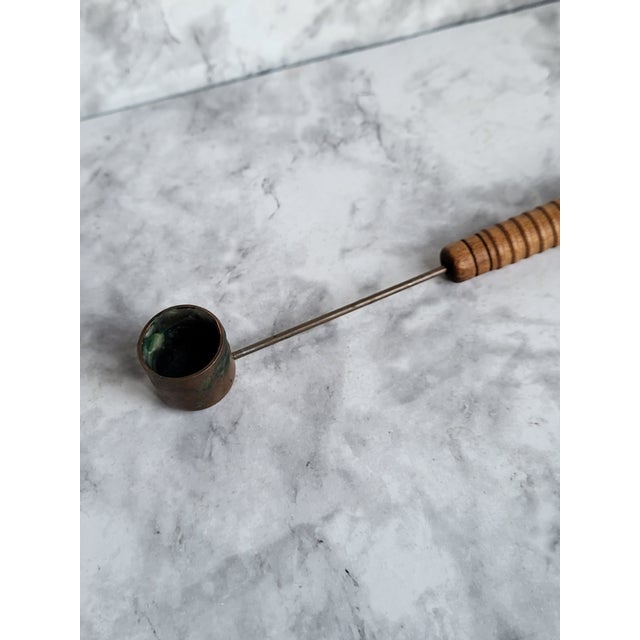 1920s Vintage Copper and Wood Candle Snuffer For Sale - Image 5 of 10