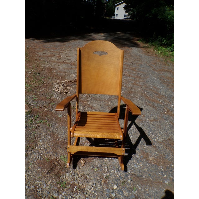 Vintage Mid Century Maple Folding Rocking Chair Rocker Clement MFG Canada For Sale - Image 15 of 18