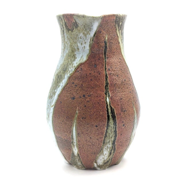 Mid 20th Century Mid Century Studio Pottery Pitcher With Rust Olive and White Glaze For Sale - Image 5 of 13