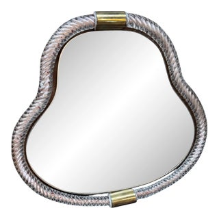 Pear Murano Glass and Brass Wall Mirror For Sale