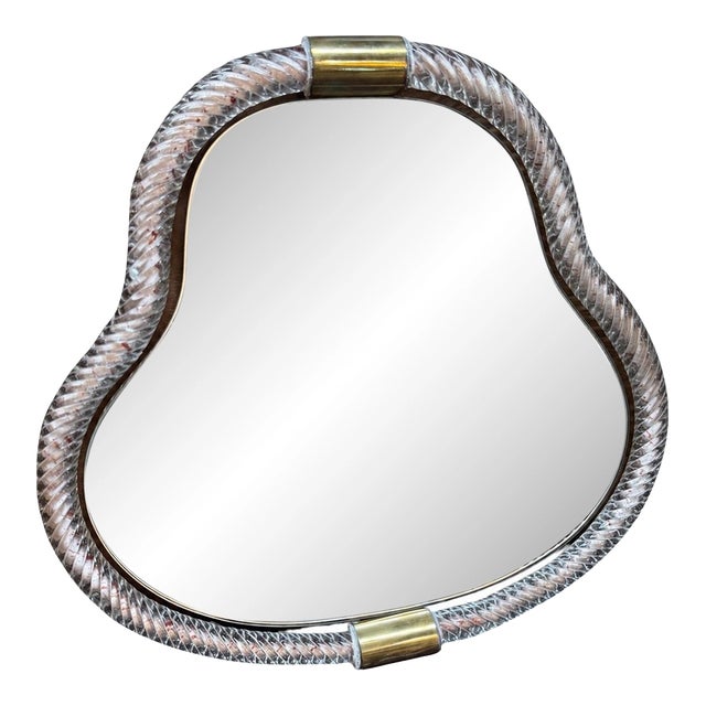 Pear Murano Glass and Brass Wall Mirror For Sale