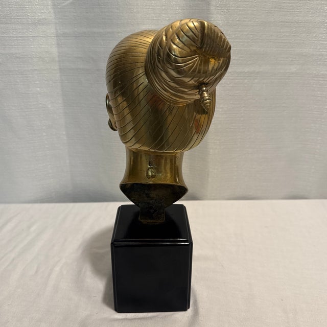 Mid-Century Polished Bronze Bust "Head of a Young Woman" - Nguyen Thanh Le Design (Siam Bronze Edition) For Sale - Image 9 of 11