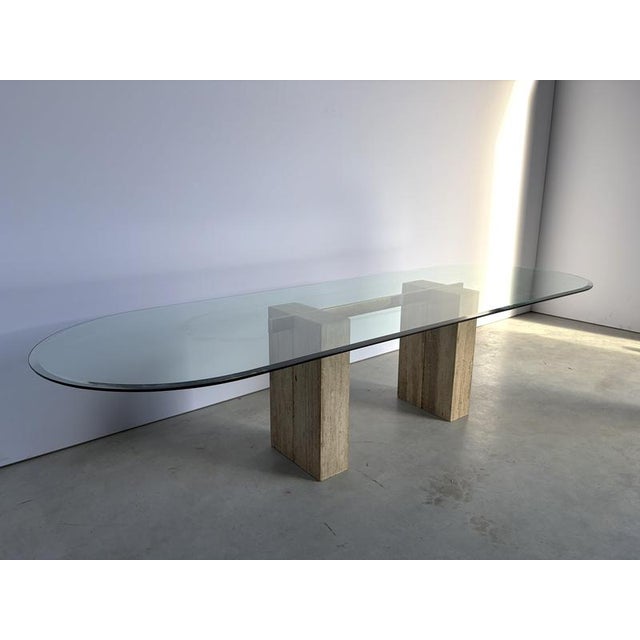 Large Vintage Travertine Dining Table from Artedi, 1970s For Sale - Image 11 of 12