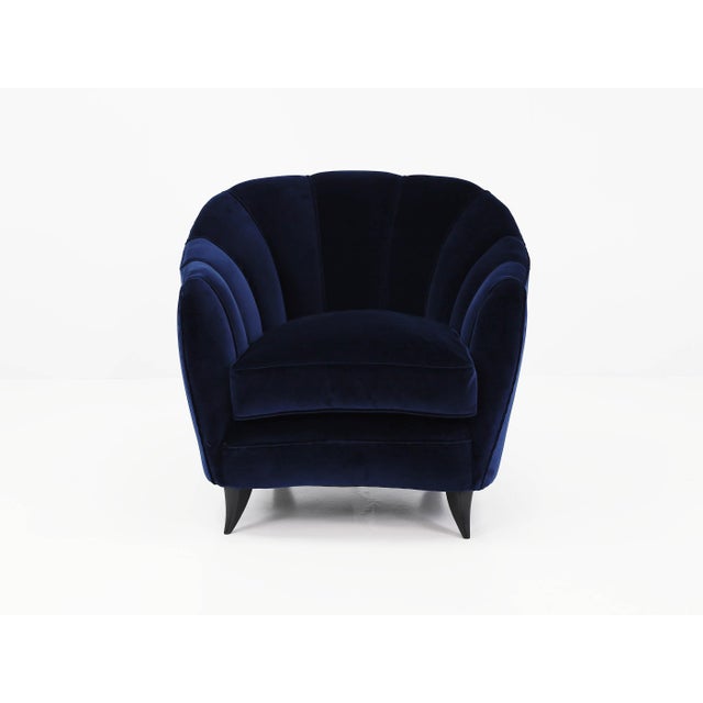 Mod. Shell Chairs in Deep Blue Velvet by Gio Ponti for Case E Giardini, Italy, 1950, Set of 2 For Sale - Image 6 of 16