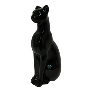 Late 20th Century Baccarat Black Cat Art Glass - 'Chat Egyptian Noir' For Sale