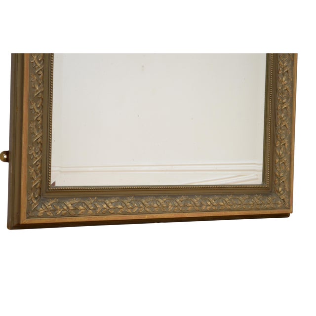 Belle Époque French Gilded and Olive Green Wall Mirror with Ribbon Crest, 1900s For Sale - Image 11 of 15