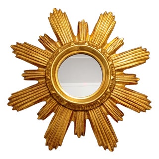 Mid-Century Modern Hollywood Regency Gilt Sunburst Wall Mirror, 1960s For Sale