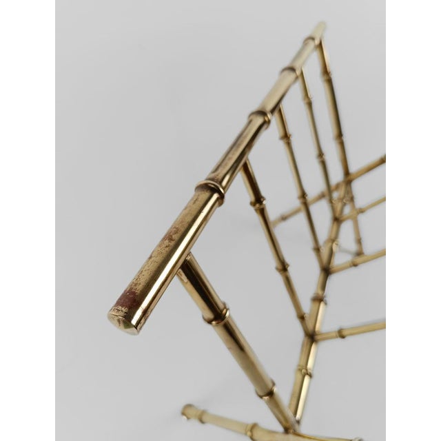 Vintage Gilded Brass & Faux Bamboo Magazine Rack, Italy, 1960s For Sale - Image 11 of 18