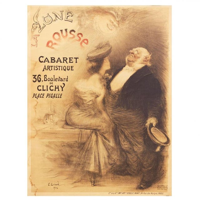 Brown Poster for the Cabaret La Lune Rouss by Charles Léandre, Paris, France, 1904 For Sale - Image 8 of 8