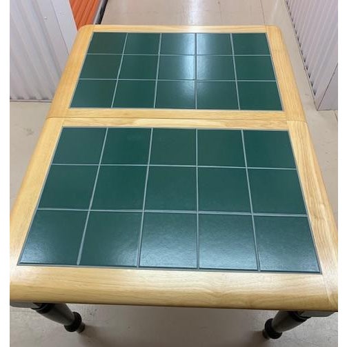 Expandable Kitchen Table In Light Wood With Hunter Green Ceramic Tile Top Chairish