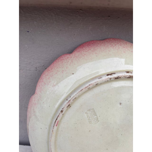 Delphin Massier French Majolica Wild Rose Plate Delphin Massier Circa 1890 For Sale - Image 4 of 5