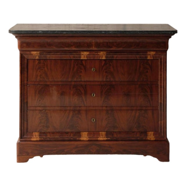 1850s French Louis Philippe Period Marble Top Commode For Sale