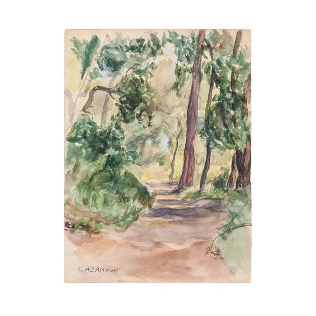 Forest is an original drawing in watercolor on paper, realized by Raymond Cazanove in 1950s. hand-signed on the lower left...