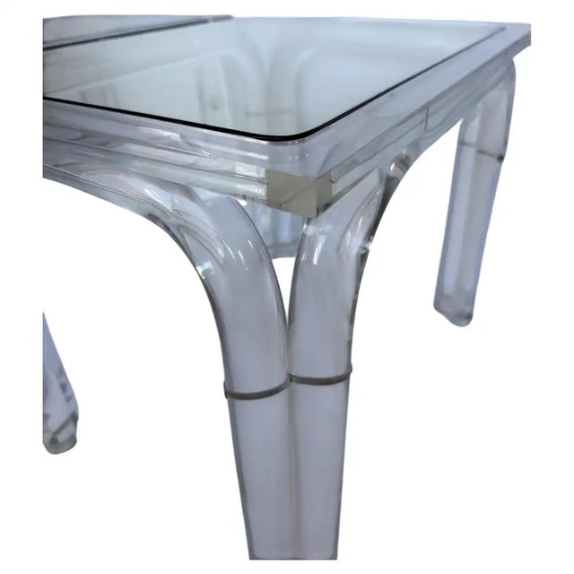 1970s Charles Hollis Jones Style Lucite Coffee Cocktail Tables or End Tables, Pair For Sale - Image 5 of 7
