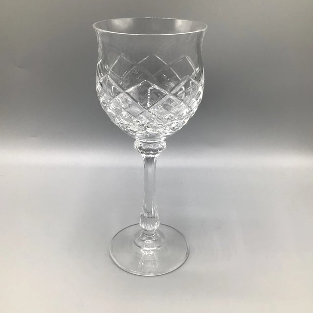 1980s Mikasa Montclair Wine Glasses Blown Cut Crystal-Set of 7 For Sale - Image 5 of 13